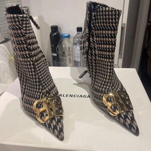 Balenciaga houndstooth heeled ankle boots